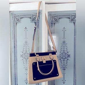 Two Tone Black & Tan Structured Bag